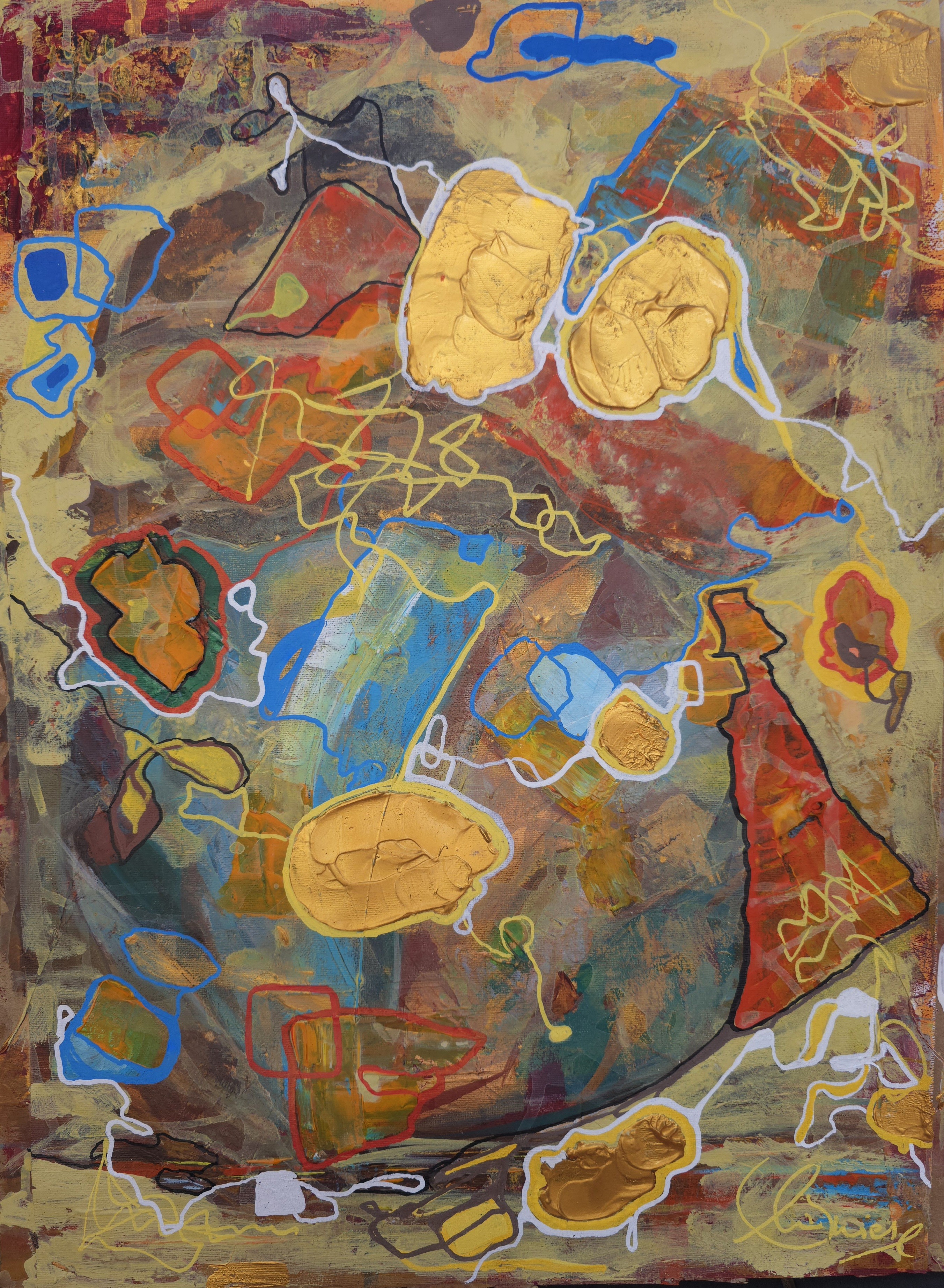 Mixed-media abstract painting by Kim Shiel